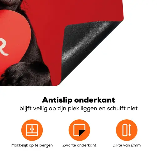 Amor - Hond  - Hartje - Rood Inductie beschermer vinyl 3mm klein -zzzzzzz-td-onderkant