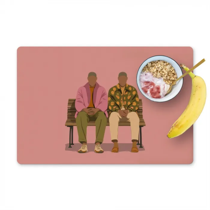 Illustratie - Bankje - Personen - Minimalistisch Placemat vinyl groot -zzzproduct_Kitchenyeah-website