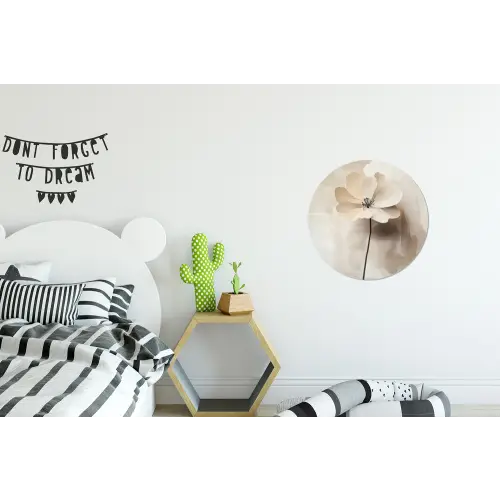 Bloem - Beige - Verf - Schaduw Wandcirkel aluminium klein -kinderkamer