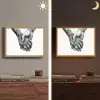 Handen - Zwart wit - Modern - Kunst Light Box met batterij (Wandlamp) middel -sfeer3