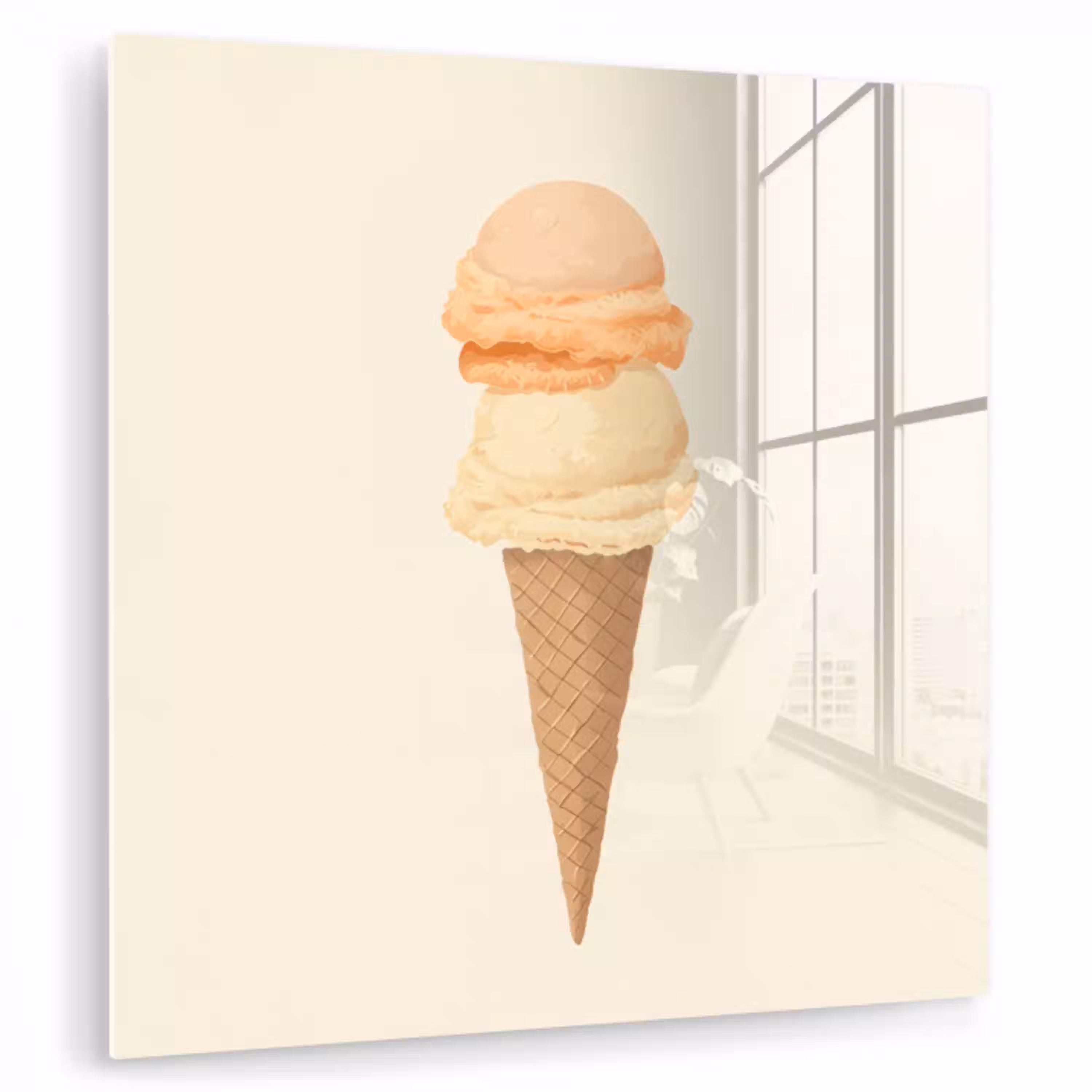 Minimalistisch - Schepijs - Hoorntje - Beige plexiglas 5mm klein -zzzproduct_nieuw