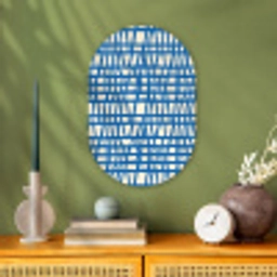 Ruitpatroon - Blauw - Crème Wandcirkel Ovaal Forex klein 630 -sfeer2