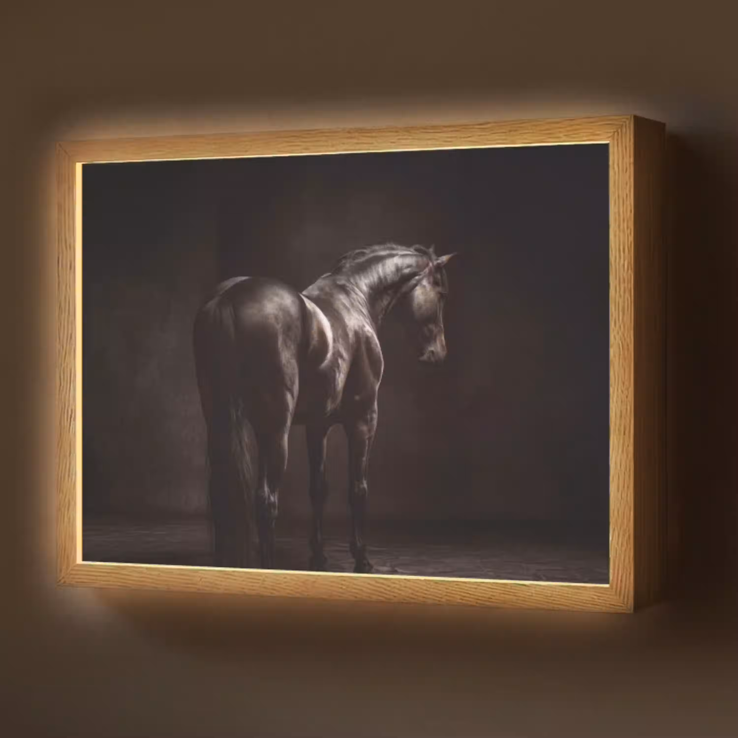 Krachtig - Paard - Donker Light Box met batterij (Wandlamp) middel -z3d_website