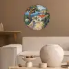 Huizen - Mozaïek - Sinaasappelbomen - Zee Akoestische PET Vilt - Rond klein -sfeer1