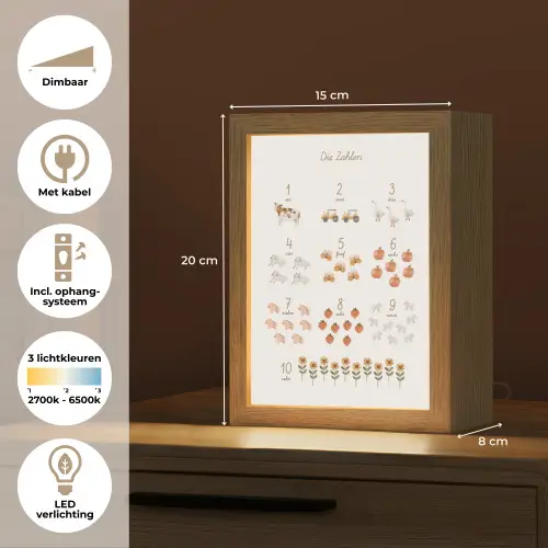 Educatief - Leren tellen - Beige - 1-10 - Boerderij Light Box met kabel klein -USP_NL