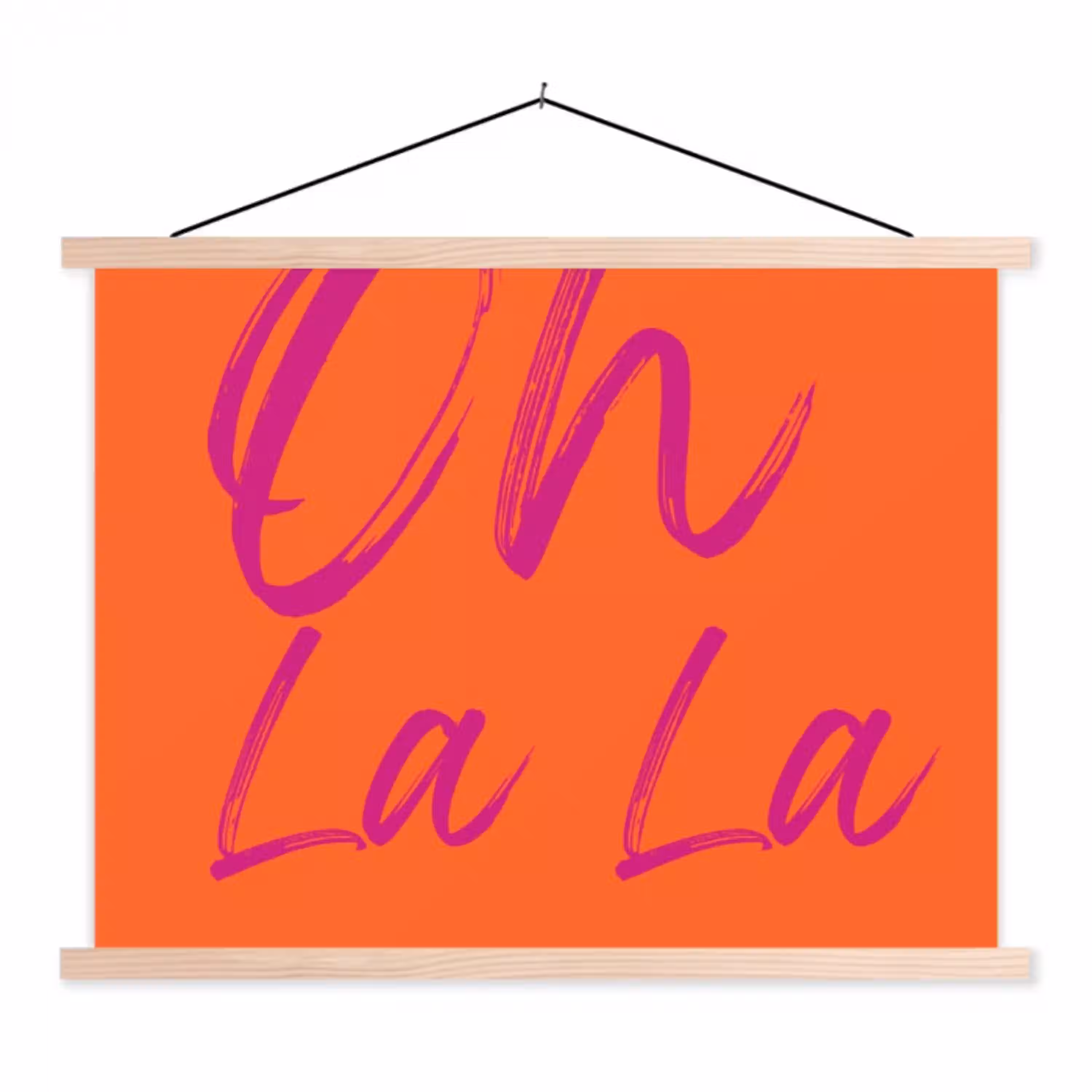 Oh la la - Oranje - Roze - Grafisch textielposter latten blank klein -3d