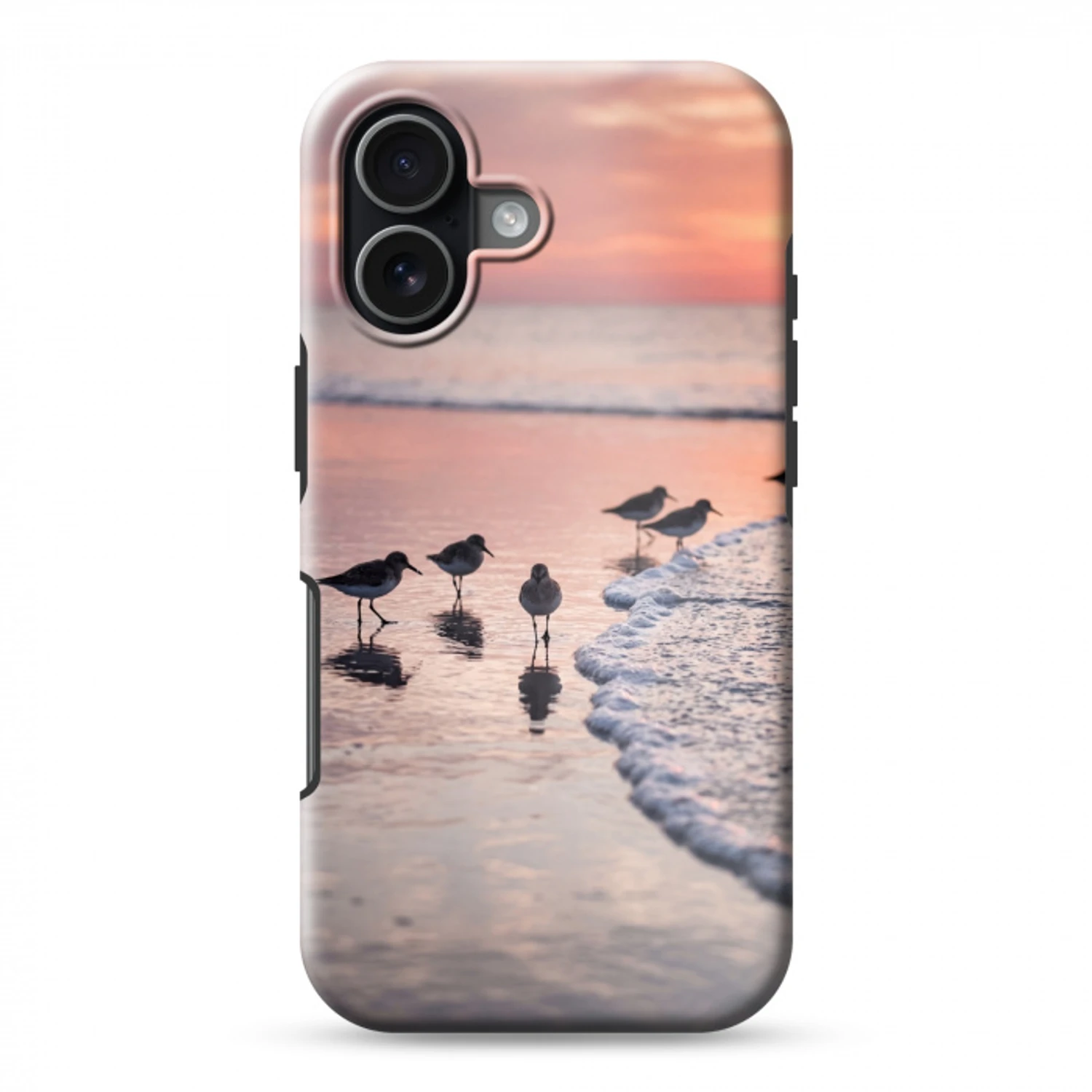 Meeuwen - Strand - Zee - Roze Toughcase MagSafe Apple iPhone 17 klein -3d