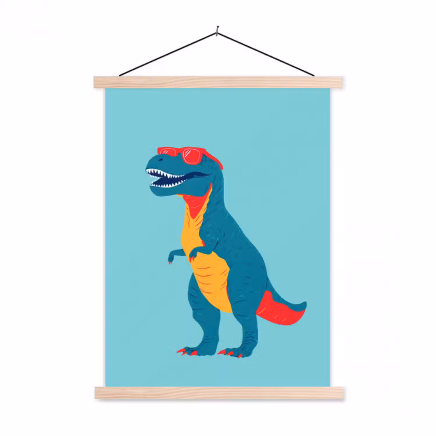Stoffbild - Dinosaurier - Blau - Sonnenbrille