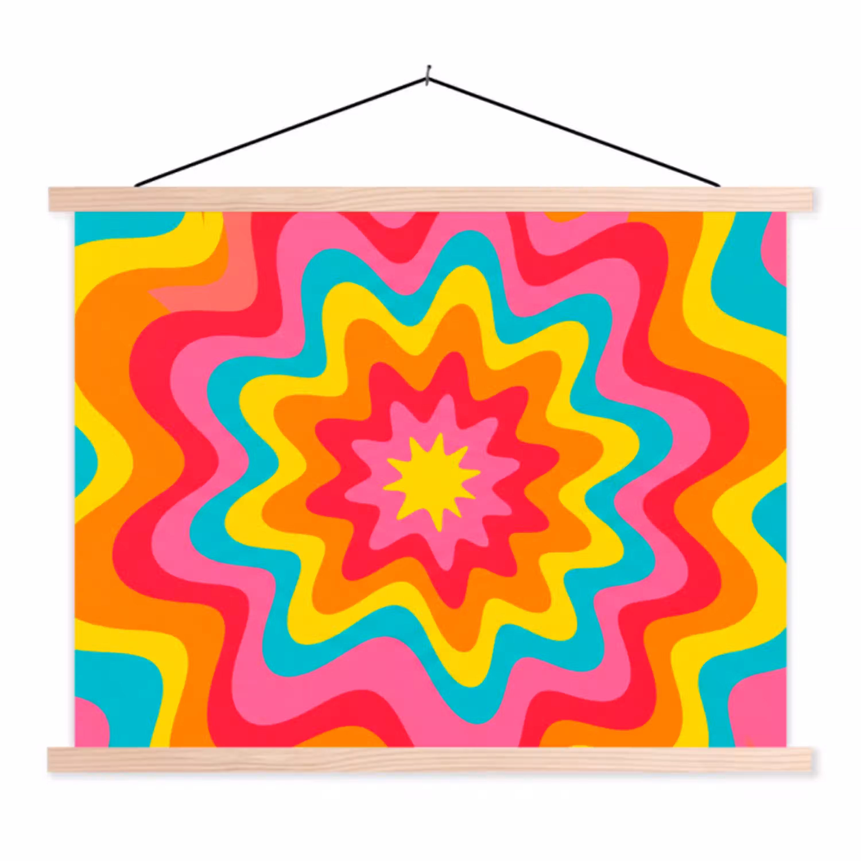 Patroon - Golvend - Kleurrijk textielposter latten blank klein -3d