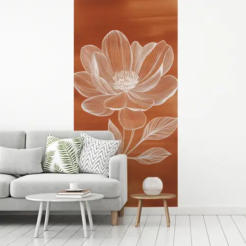Bloem - Minimalistisch - Wit fotobehang vinyl groot -woonkamer
