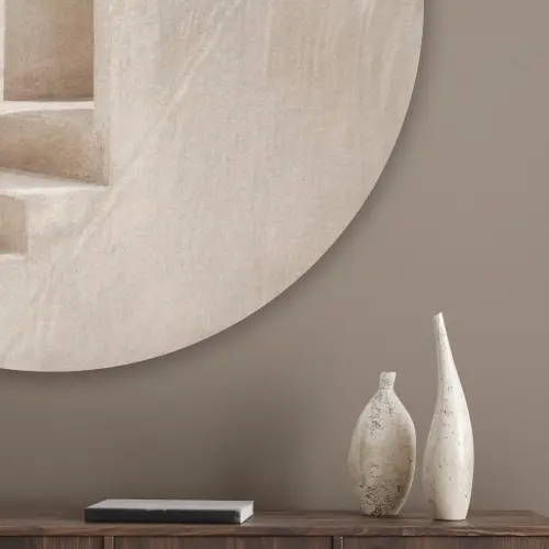 Palmboom - Schaduw - Trap - Beige Akoestische PET Vilt - Rond klein -sfeer5_closeup
