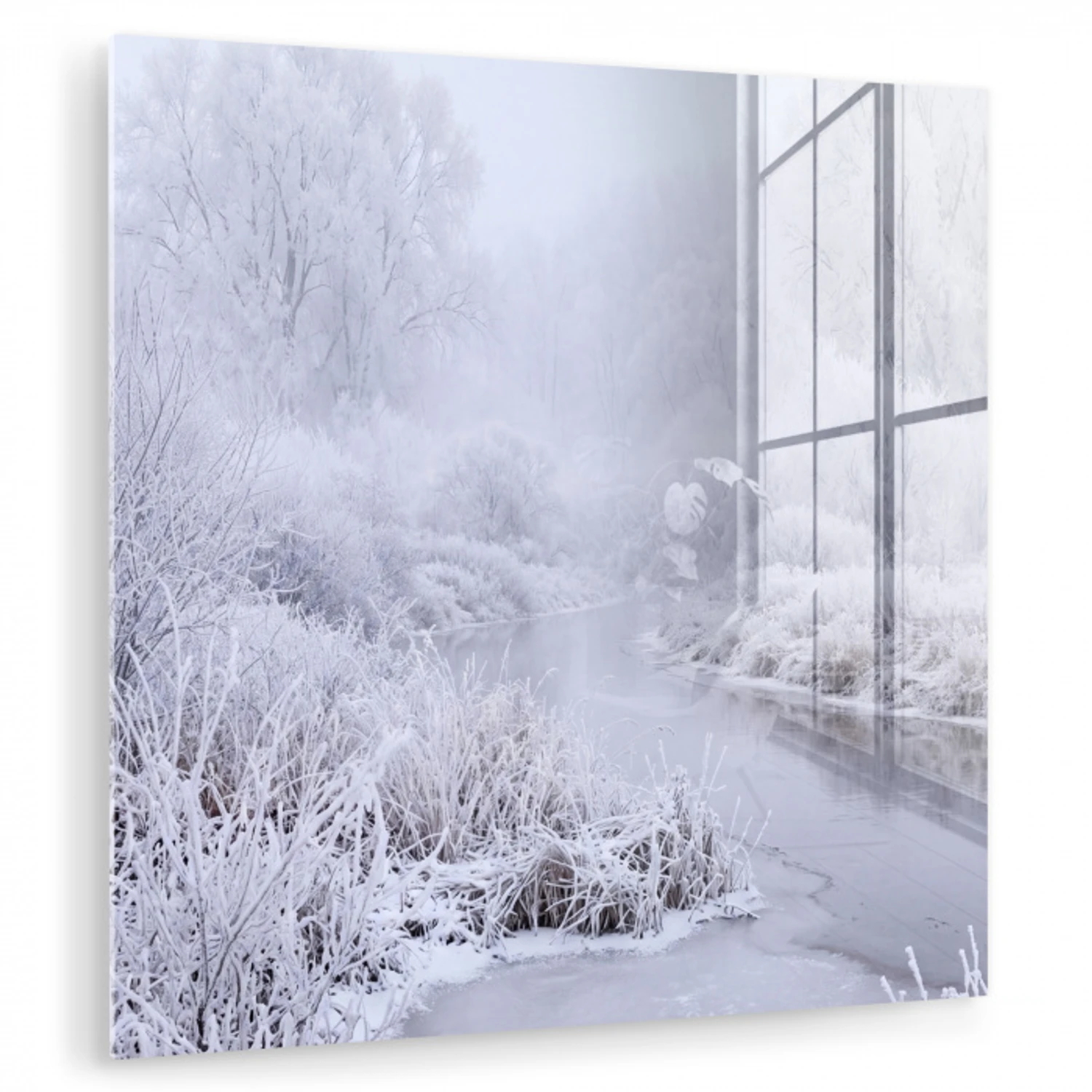 Rivier - Sneeuw - Bos - Winter - Schilderachtig plexiglas 5mm klein -zzzproduct_nieuw