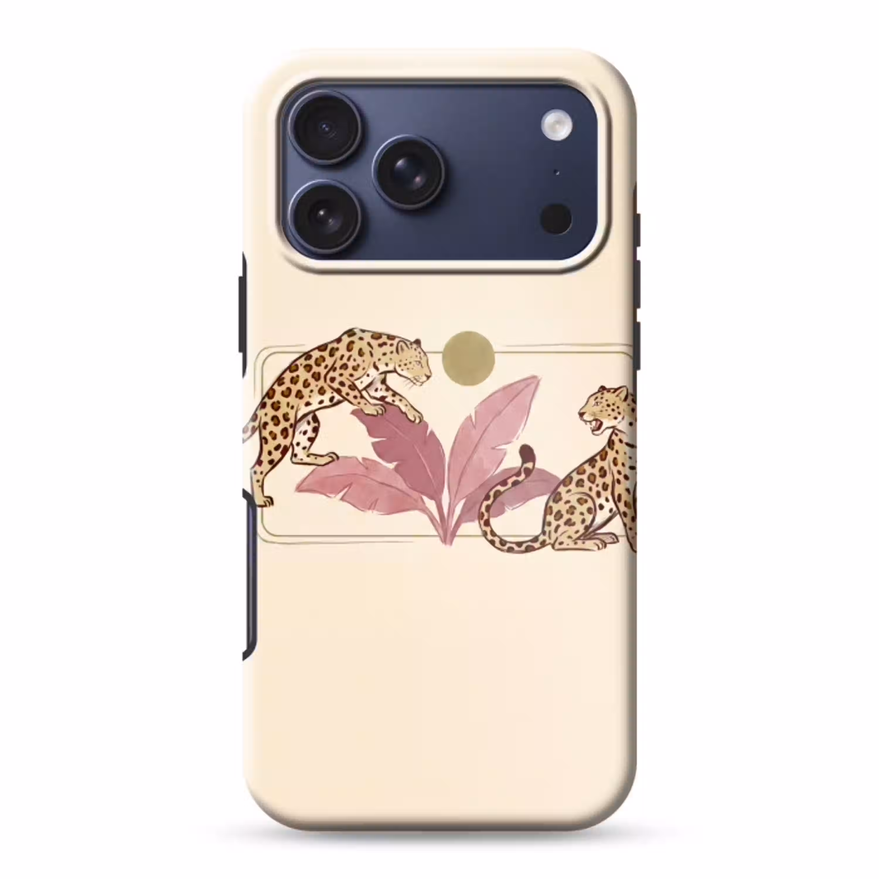 Dieren - Kat - Jungle - Illustratie - Beige Toughcase MagSafe Apple iPhone 17 Pro Max klein -3d