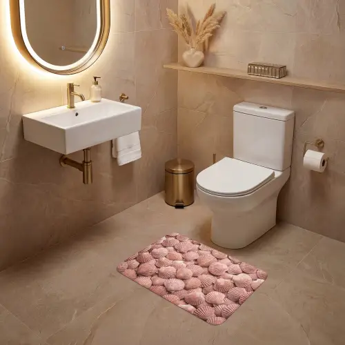 Schelpen - Patroon - Roze WCmat klein -sfeer3