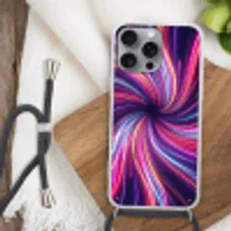 Abstract - Swirl - Futuristic - Neon Hoesje iPhone 16 Pro Max met koord klein -sfeer4