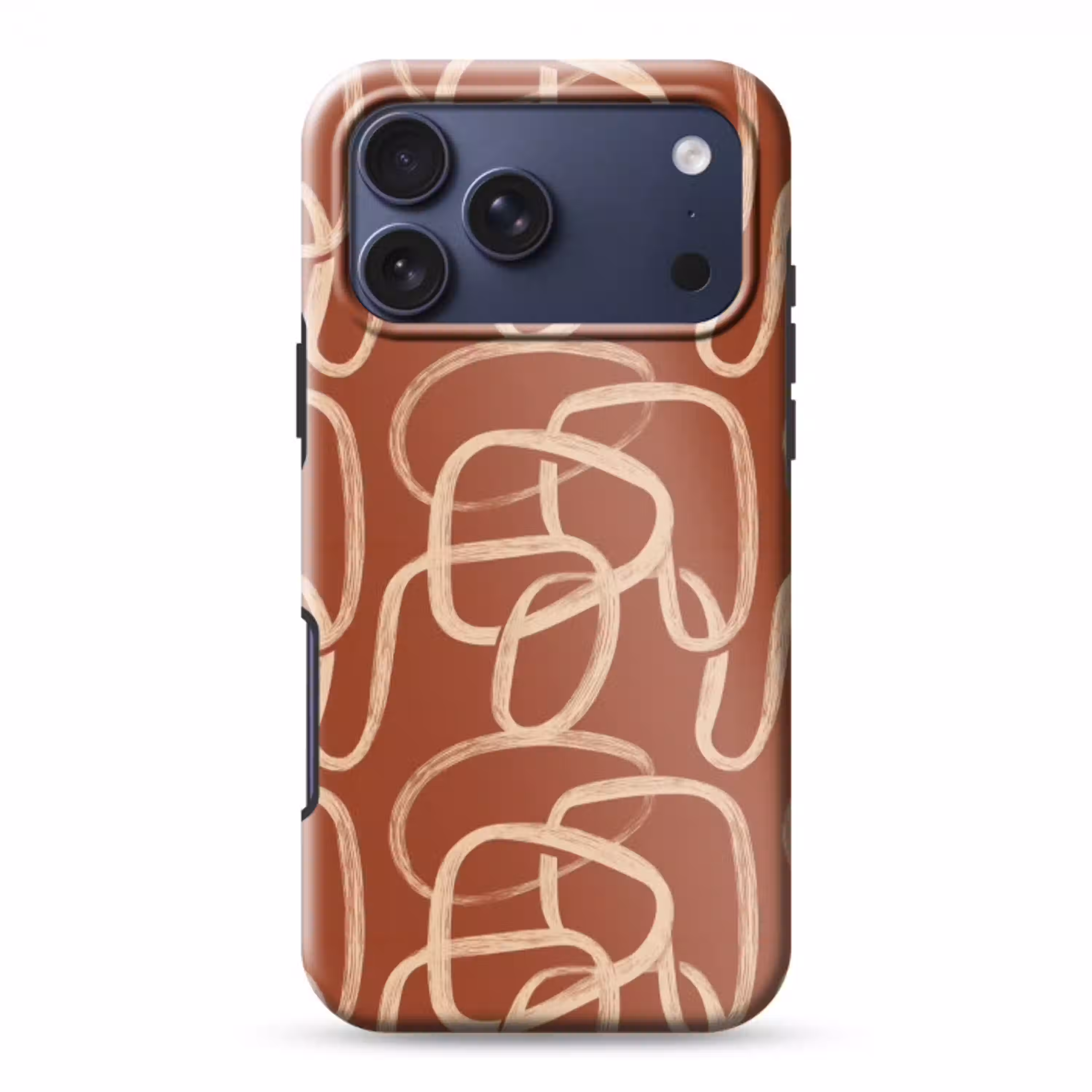 Lijnen - Abstract - Organisch - Terracotta - Crème Toughcase MagSafe Apple iPhone 17 Pro Max klein 1019 -3d