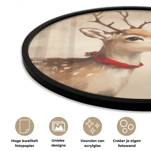 Kerst - Hert - Gewei - Kerstbal - Rendier Fotolijst rond zonder passe partout klein -closeup_NL