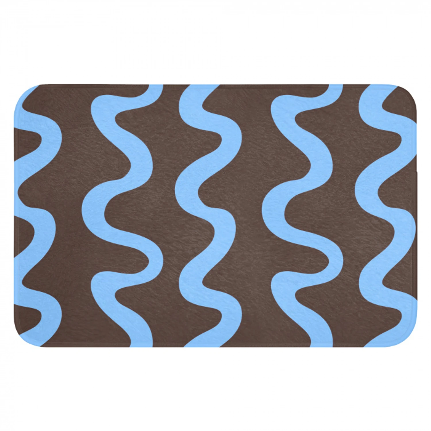 Kronkelende lijnen - Blauw - Bruin - Minimalistisch WCmat klein 1009 -3d