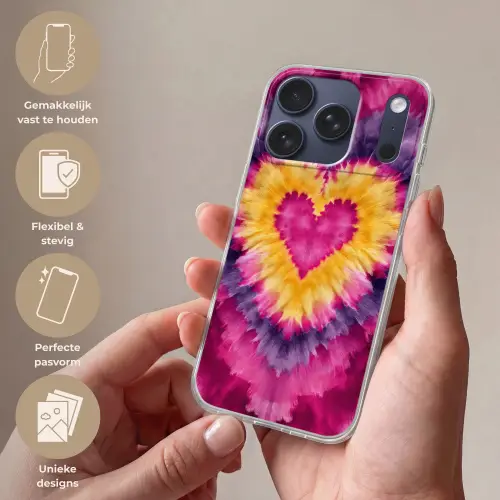 Tie dye - Hartvorm - Vlammen - Oranje Telefoonhoesje iPhone 17 Pro klein -sfeer3_NL