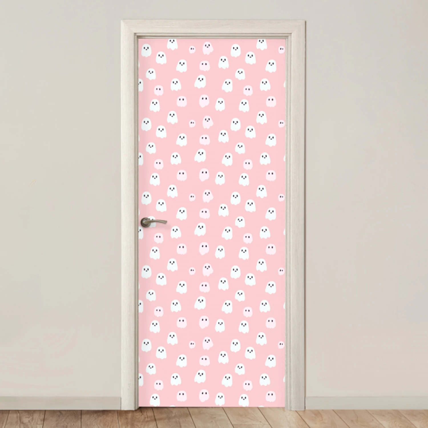 Spookjes - Patroon - Roze deurposter klein 289 -3d_beige