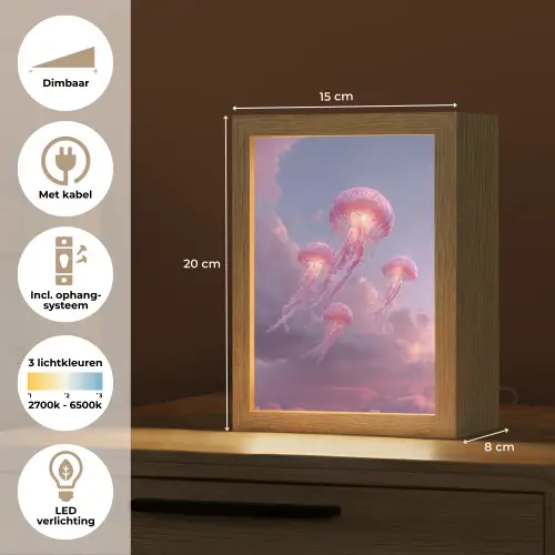 Kwallen - Roze - Wolken Light Box met kabel (Tafellamp) klein -USP_NL
