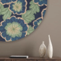 Bloemen - Borduurwerk - Patroon - Blauw - Groen Akoestische PET Vilt - Rond klein 838 -sfeer5_closeup