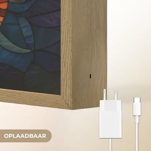 Mozaïek - Glas - Maan - Donkerblauw Light Box met batterij (Wandlamp) middel -USP_websiteoplaadbaarNL