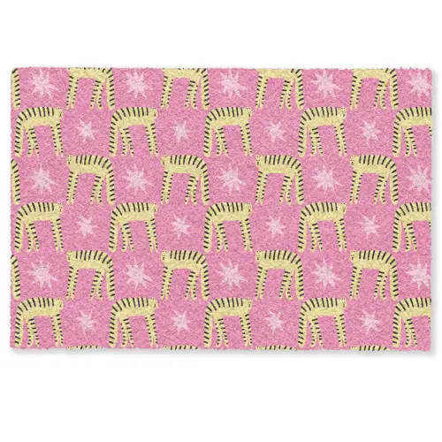 Langbenige -Tijgerkatten - Roze - Sterren Deurmat klein 898 -zkaufland3d