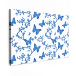 Vlinder - Bloemen - Blauw Tuinposter op houten frame 2 cm dik klein 845 -3d