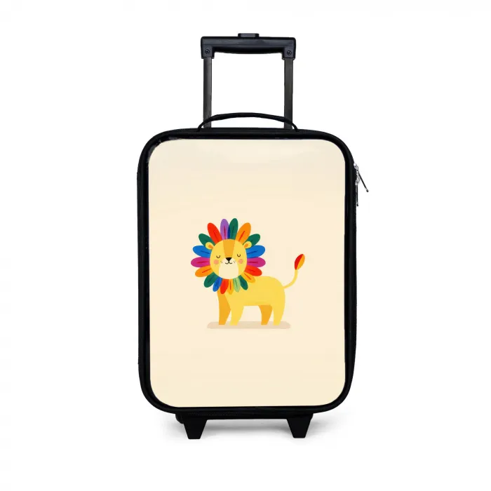 Leeuw - Kleurrijke manen - Beige Kinderkoffer - Zwart klein -3d