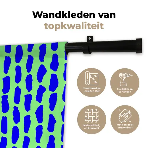 Vlekken - Groen - Blauw - Neon Wandkleed katoen klein 269 -sfeer2