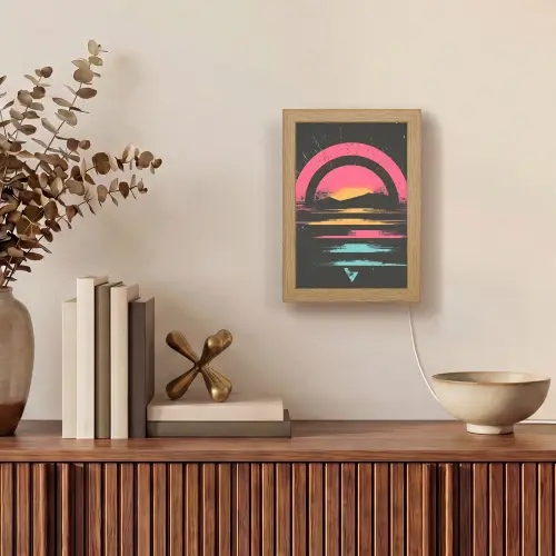 Cirkel - Abstract - Roze Light Box met kabel (Tafellamp) klein -sfeer2