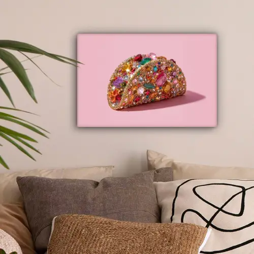 Taco - Kleurrijk - Edelstenen - Goud canvas 2cm klein -sfeer1