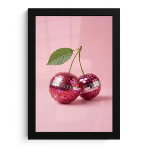 Disco - Kersen - Roze fotolijst zwart zonder passe partout klein -3d