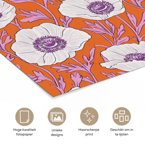 Bloemen - Grafisch - Oranje poster papier klein 62 -closeup_NL
