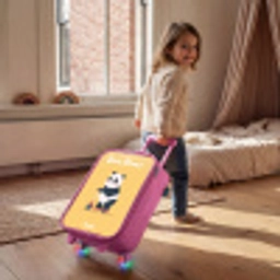 Panda - Step - Geel Kinderkoffer - Roze klein -sfeer1