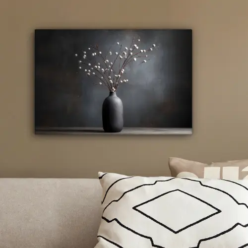 Takken - Vaas - Bolletjes - Wit canvas 2cm klein -sfeer3