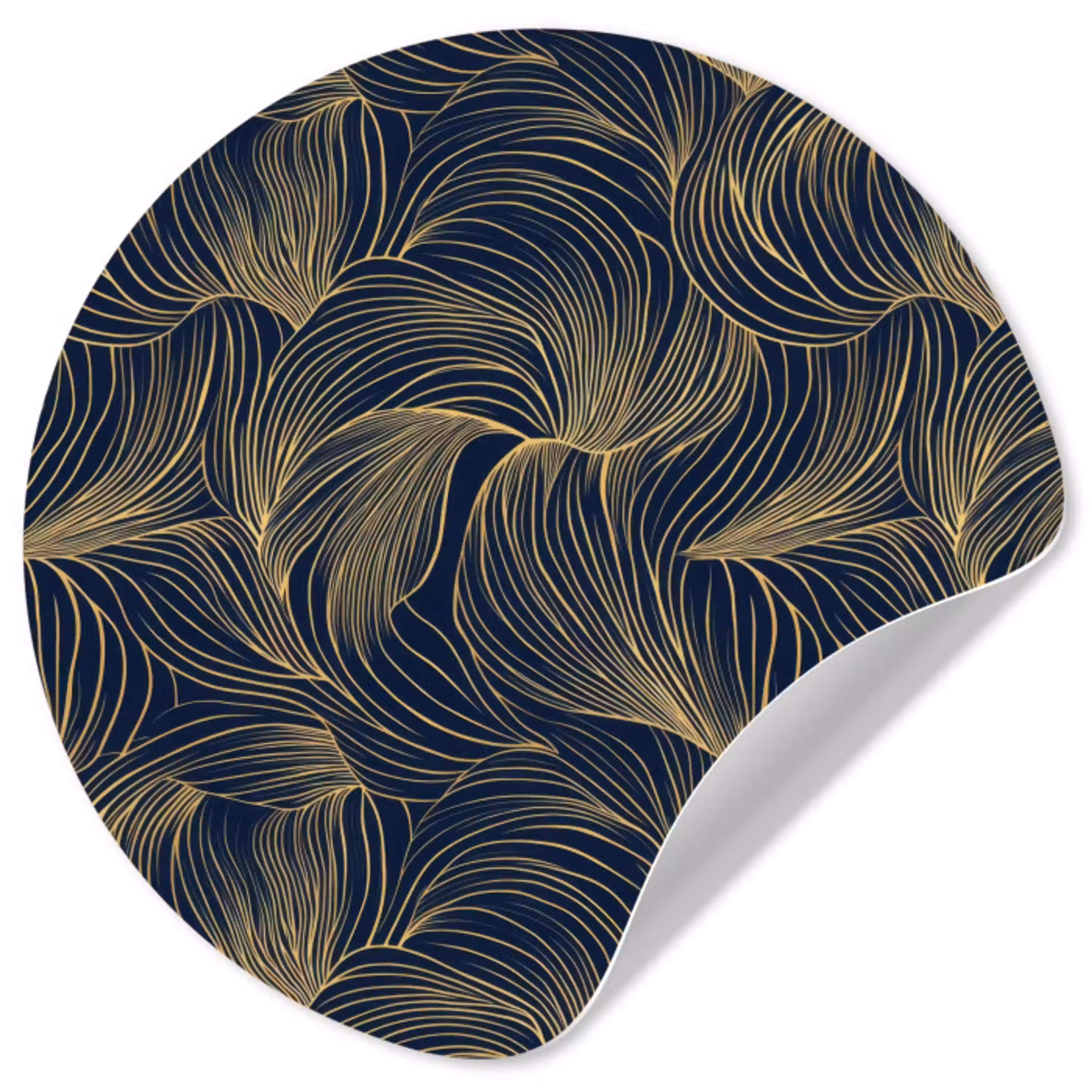 Abstract - Lijnen - Blauw - Goud Wandcirkel behangsticker klein 186 -3d