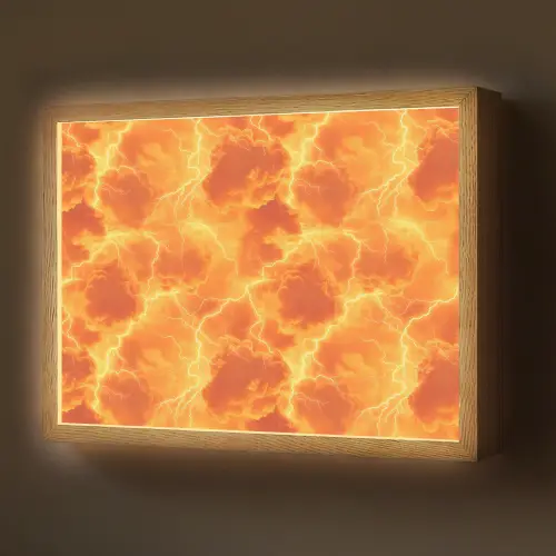 Bliksem - Storm - Oranje Light Box met batterij (Wandlamp) middel 907 -z3d_website