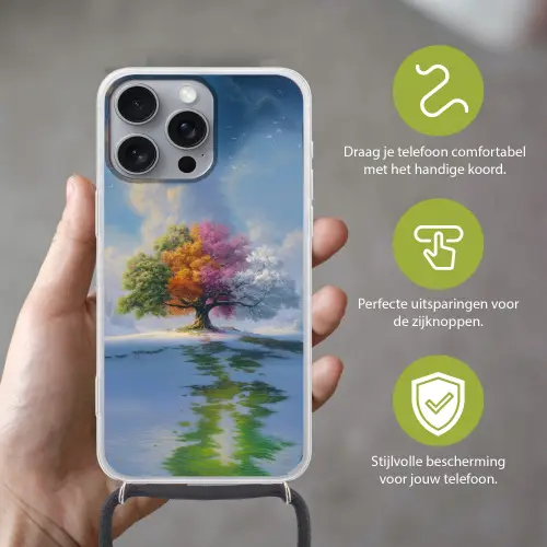 Boom - Seizoenen - Winter - Landschap Hoesje iPhone 16 Pro Max met koord klein -sfeer2_NL