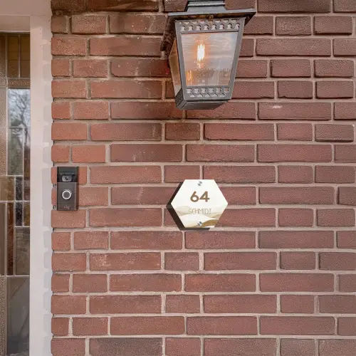 Beige landschap - Modern Naambord Hexagon klein -sfeer7-hexagon-XS