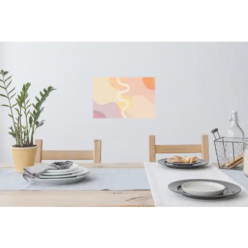 Golvende vormen - Abstract - pastel Muursticker klein -eettafel
