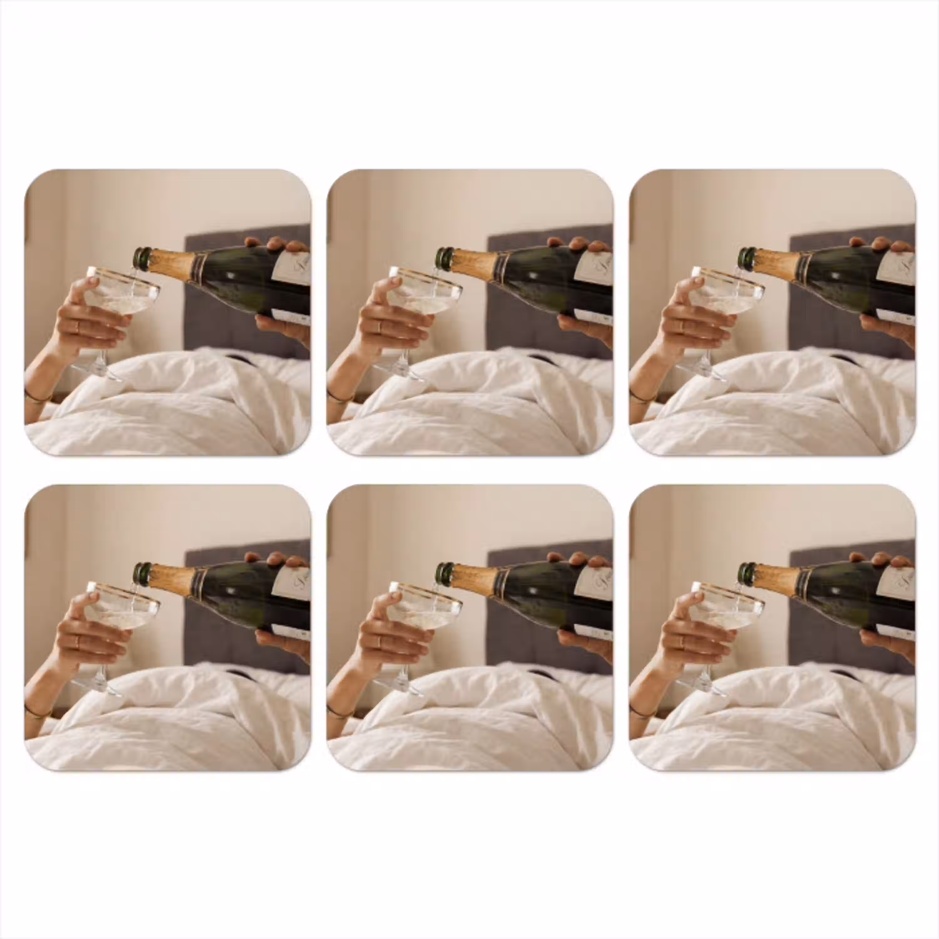 Champagne - Bed - Bubbels onderzetter kurk middel -3d