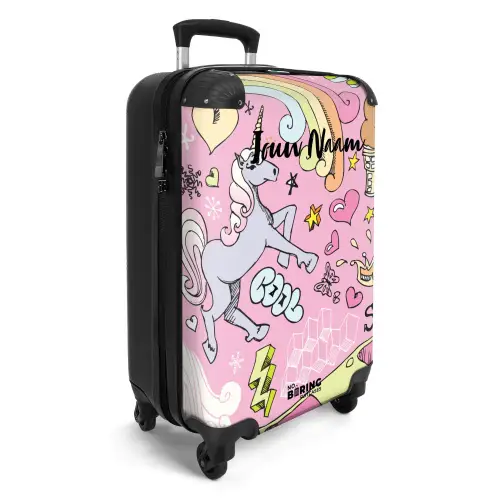 Unicorn doodles NBS - Handbagage koffer - Kinderen Unisex middel -productfoto_3d