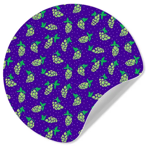 Paars - Groen - Druiven - Blaadjes Wandcirkel behangsticker klein 186 -3d