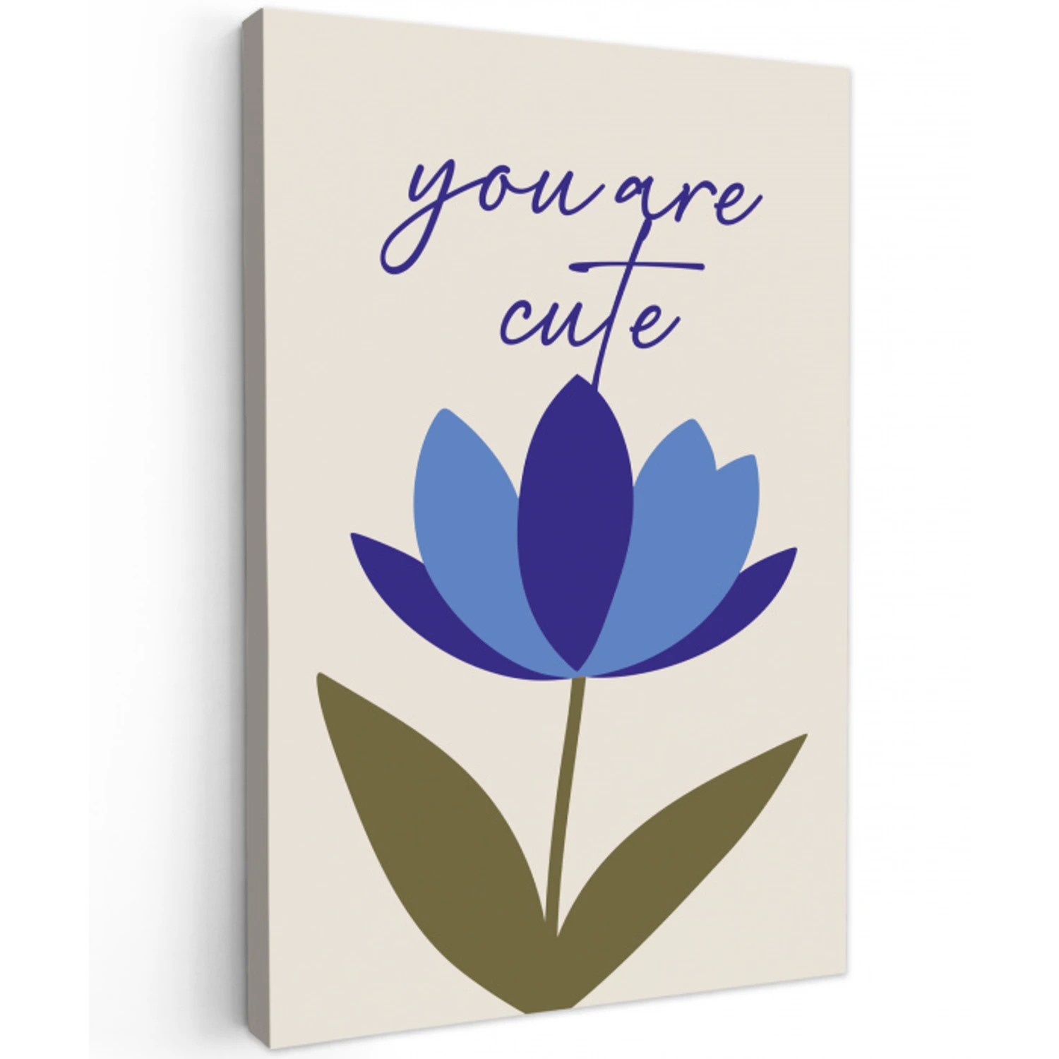 Korenbloem - Valentijn - Bloem - Blauw Tuinposter op houten frame 2 cm dik klein -3d