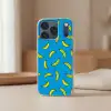 Bananen - Geel - Blauw - Print Telefoonhoesje iPhone 17 Pro klein -sfeer2