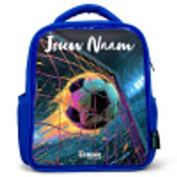 Neon - Net - Voetbal - Kleurrijk Kinderrugzak - Blauw middel -3d