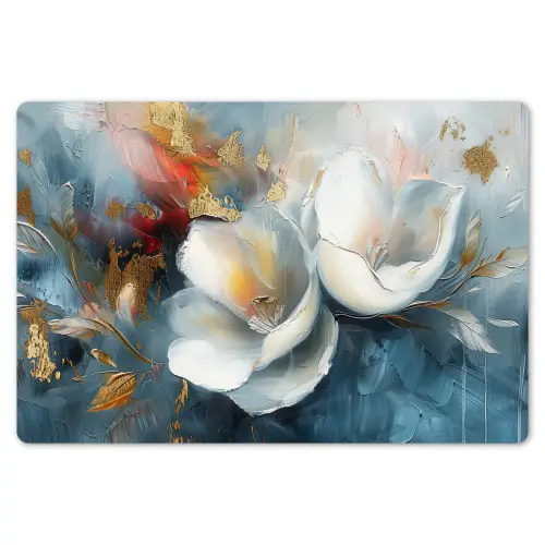 Bloemen - Wit - Goud - Kunst - Abstract Placemat vinyl groot -zzsfeer1_Kitchenyeah-website