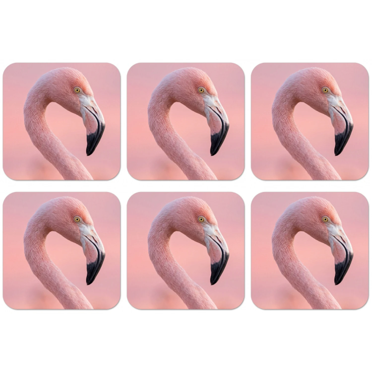 Flamingo - Portret - Roze onderzetter kurk middel -zkaufland3dotto
